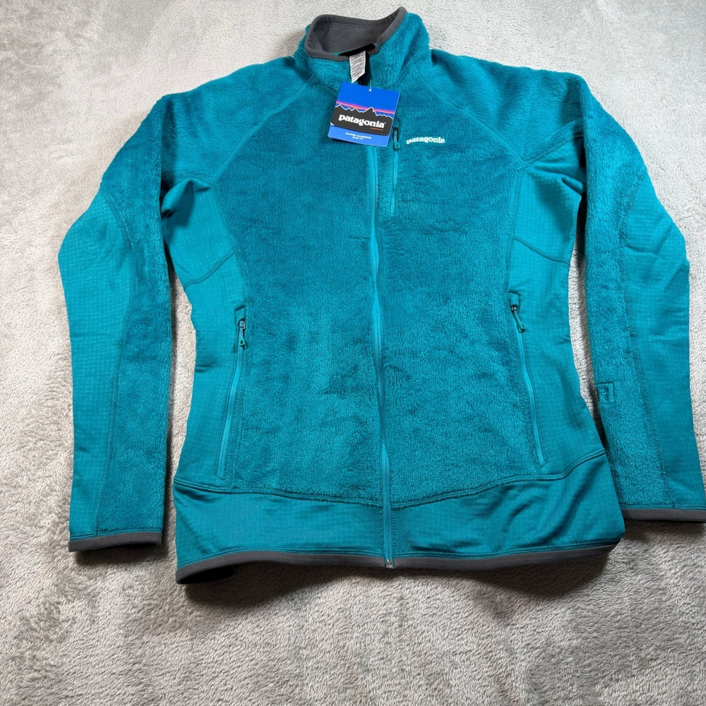 Patagonia R2 Fleece Jacket Women XL Blue Teal Pile Hiking Full Zip Slim Fit NWT